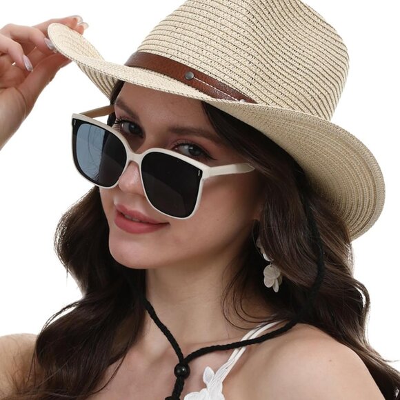 Summer Straw Hats for Women,Beach Hats for Women Foldable,Panama Wide Brim Hat f